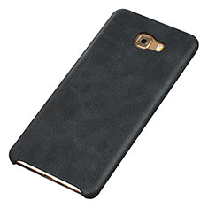 Soft Luxury Leather Snap On Case Cover for Samsung Galaxy C9 Pro C9000 Black