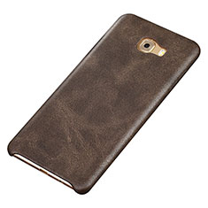 Soft Luxury Leather Snap On Case Cover for Samsung Galaxy C9 Pro C9000 Brown