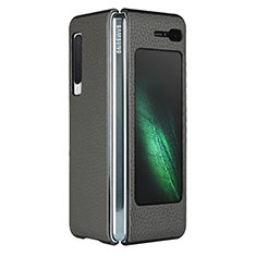 Soft Luxury Leather Snap On Case Cover for Samsung Galaxy Fold Gray
