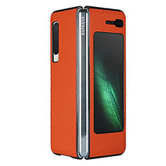 Soft Luxury Leather Snap On Case Cover for Samsung Galaxy Fold Orange