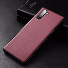 Soft Luxury Leather Snap On Case Cover for Samsung Galaxy Note 10 Red Wine
