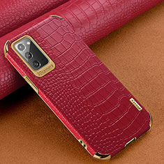 Soft Luxury Leather Snap On Case Cover for Samsung Galaxy Note 20 5G Red