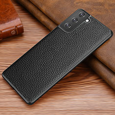 Soft Luxury Leather Snap On Case Cover for Samsung Galaxy S21 Plus 5G Black