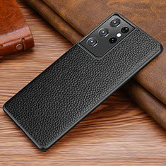 Soft Luxury Leather Snap On Case Cover for Samsung Galaxy S21 Ultra 5G Black