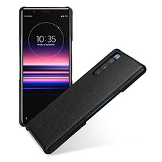 Soft Luxury Leather Snap On Case Cover for Sony Xperia 5 Black