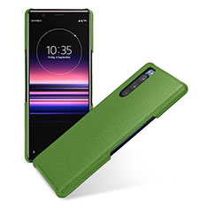 Soft Luxury Leather Snap On Case Cover for Sony Xperia 5 Green