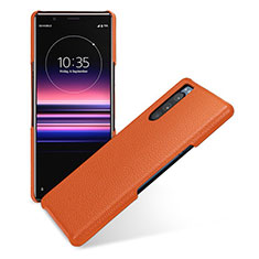 Soft Luxury Leather Snap On Case Cover for Sony Xperia 5 Orange