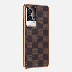 Soft Luxury Leather Snap On Case Cover for Vivo iQOO 8 5G Brown