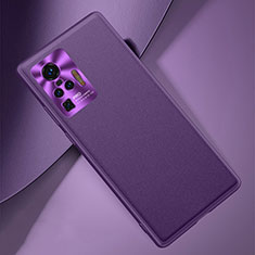 Soft Luxury Leather Snap On Case Cover for Vivo X50 Pro 5G Purple