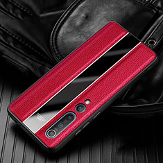 Soft Luxury Leather Snap On Case Cover for Xiaomi Mi 10 Red