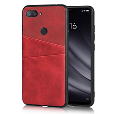 Soft Luxury Leather Snap On Case Cover for Xiaomi Mi 8 Lite Red