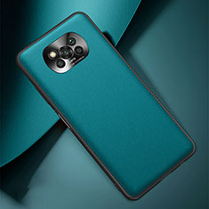Soft Luxury Leather Snap On Case Cover for Xiaomi Poco X3 Pro Cyan