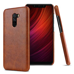Soft Luxury Leather Snap On Case Cover for Xiaomi Pocophone F1 Brown