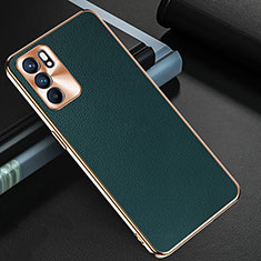 Soft Luxury Leather Snap On Case Cover GS1 for Oppo Reno6 5G Green