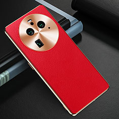 Soft Luxury Leather Snap On Case Cover GS3 for Oppo Find X6 Pro 5G Red