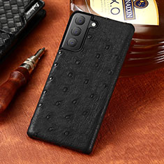 Soft Luxury Leather Snap On Case Cover HP1 for Samsung Galaxy S22 5G Black
