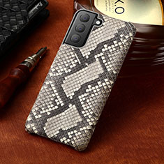 Soft Luxury Leather Snap On Case Cover HP2 for Samsung Galaxy S22 5G Gray
