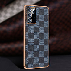Soft Luxury Leather Snap On Case Cover JB1 for Oppo Reno6 Pro 5G India Blue