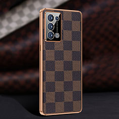 Soft Luxury Leather Snap On Case Cover JB1 for Oppo Reno6 Pro+ Plus 5G Brown