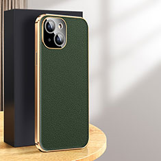 Soft Luxury Leather Snap On Case Cover JB2 for Apple iPhone 14 Green