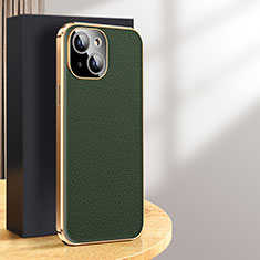 Soft Luxury Leather Snap On Case Cover JB2 for Apple iPhone 15 Plus Green