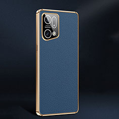 Soft Luxury Leather Snap On Case Cover JB2 for Oppo Find X5 5G Blue
