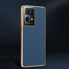 Soft Luxury Leather Snap On Case Cover JB2 for Oppo Reno7 Pro 5G Blue