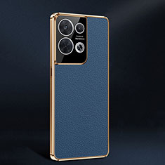 Soft Luxury Leather Snap On Case Cover JB2 for Oppo Reno8 5G Blue