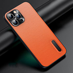 Soft Luxury Leather Snap On Case Cover JB3 for Apple iPhone 13 Pro Max Orange