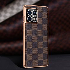 Soft Luxury Leather Snap On Case Cover JB4 for OnePlus 10 Pro 5G Brown