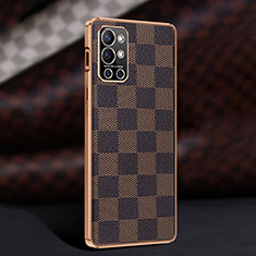 Soft Luxury Leather Snap On Case Cover JB4 for OnePlus 9R 5G Brown
