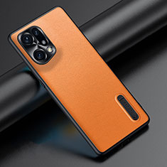 Soft Luxury Leather Snap On Case Cover JB4 for Oppo Find X5 5G Orange