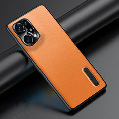 Soft Luxury Leather Snap On Case Cover JB4 for Oppo Find X5 Pro 5G Orange