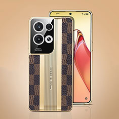 Soft Luxury Leather Snap On Case Cover JB4 for Oppo Reno8 Pro 5G Brown