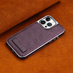 Soft Luxury Leather Snap On Case Cover JD2 for Apple iPhone 14 Pro Max Purple