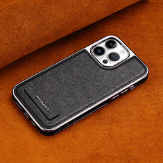 Soft Luxury Leather Snap On Case Cover JD2 for Apple iPhone 15 Pro Black
