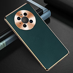 Soft Luxury Leather Snap On Case Cover K03 for Huawei Mate 40 Cyan
