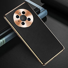 Soft Luxury Leather Snap On Case Cover K03 for Huawei Mate 40 Pro Black