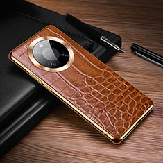 Soft Luxury Leather Snap On Case Cover K05 for Huawei Mate 40 Pro Brown