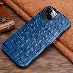 Soft Luxury Leather Snap On Case Cover L01 for Apple iPhone 13 Blue