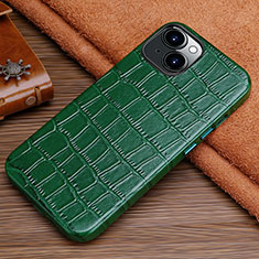Soft Luxury Leather Snap On Case Cover L01 for Apple iPhone 13 Green