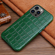 Soft Luxury Leather Snap On Case Cover L01 for Apple iPhone 13 Pro Green