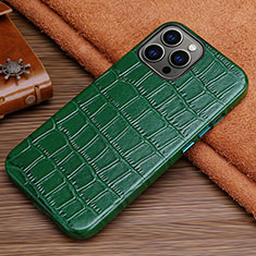 Soft Luxury Leather Snap On Case Cover L01 for Apple iPhone 13 Pro Max Green