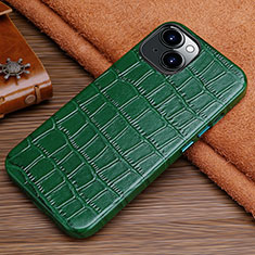 Soft Luxury Leather Snap On Case Cover L01 for Apple iPhone 14 Plus Green