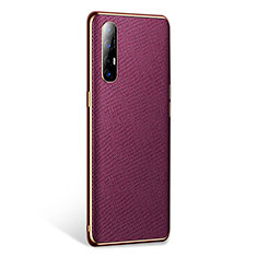 Soft Luxury Leather Snap On Case Cover L02 for Oppo Reno3 Pro Purple