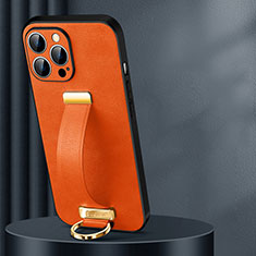 Soft Luxury Leather Snap On Case Cover LD1 for Apple iPhone 14 Pro Orange
