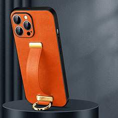 Soft Luxury Leather Snap On Case Cover LD1 for Apple iPhone 15 Pro Max Orange