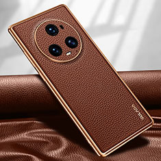 Soft Luxury Leather Snap On Case Cover LD1 for Huawei Honor Magic5 Pro 5G Brown