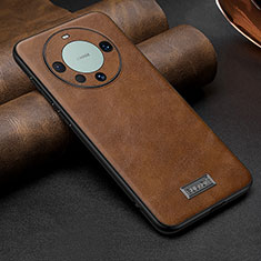 Soft Luxury Leather Snap On Case Cover LD1 for Huawei Mate 60 Pro+ Plus Brown
