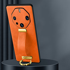 Soft Luxury Leather Snap On Case Cover LD1 for Huawei Mate 60 RS Ultimate Orange